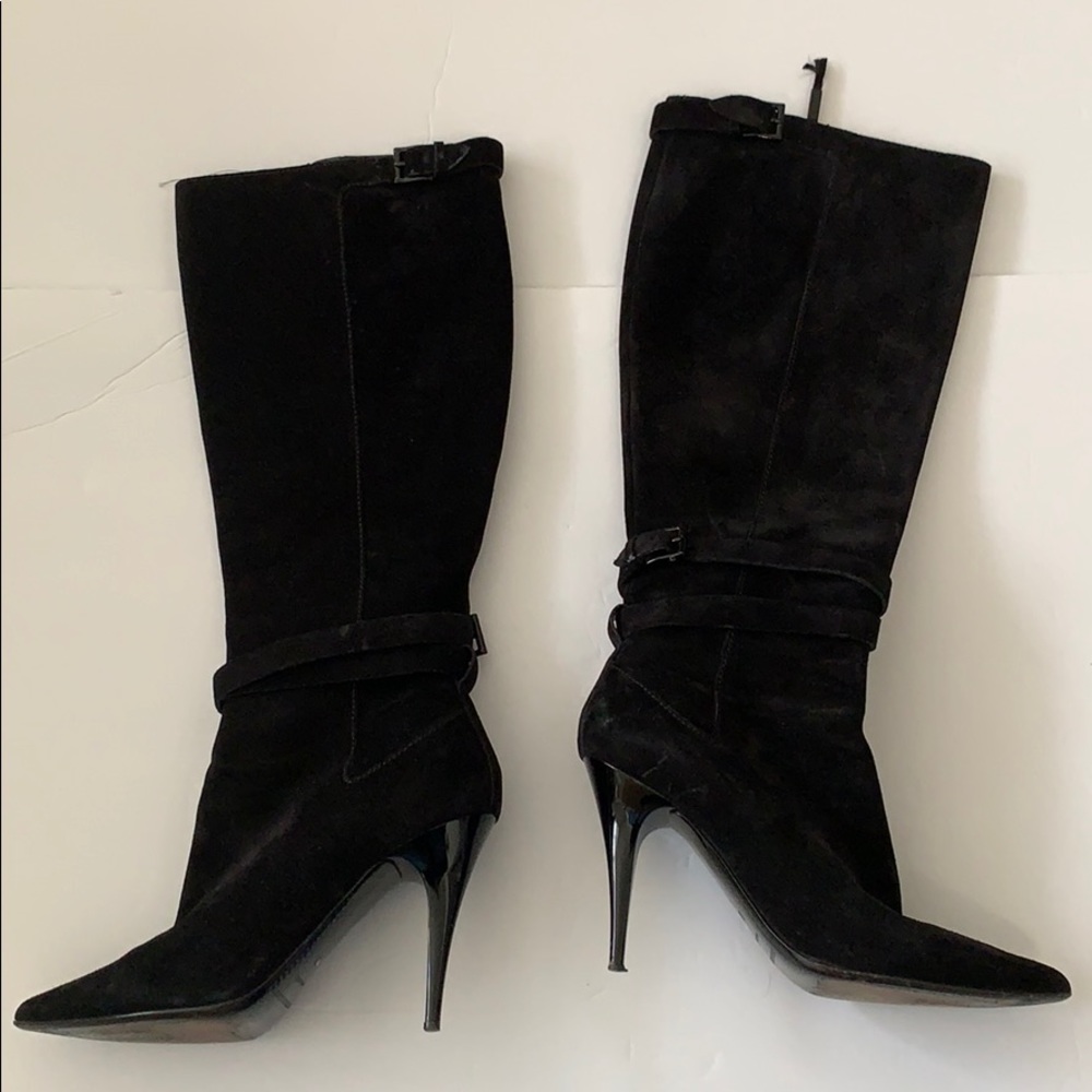 Burberry Black suede boots heels 37 7 Italy Zipper C Photos for best description - Picture 3 of 14